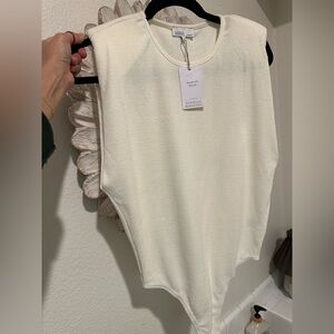 DANIELLE BERNSTEIN Cream Sleeveless Bodysuit